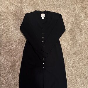 Black Long Cardigan with Button Detail